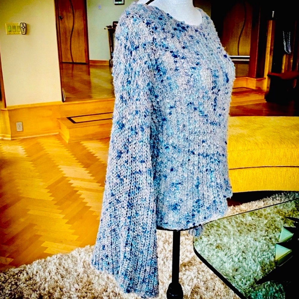 COZY JEWEL-TONED Speckled Sweater With Long Bell Sleeves, Multi, Medium, EUC PM7